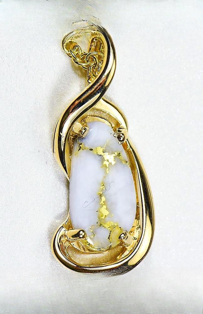 Gold Quartz Pendant "Orocal" PN784LQX Genuine Hand Crafted Jewelry - 14K Gold Yellow Gold Casting