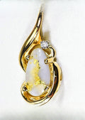 Gold Quartz Pendant "Orocal" PN784SDQX Genuine Hand Crafted Jewelry - 14K Gold Yellow Gold Casting