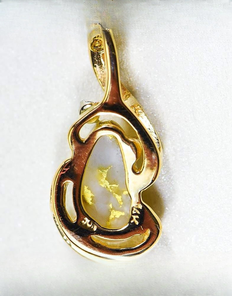 Gold Quartz Pendant "Orocal" PN784SDQX Genuine Hand Crafted Jewelry - 14K Gold Yellow Gold Casting