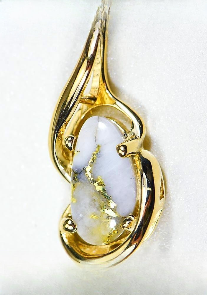 Gold Quartz Pendant "Orocal" PN784SQX Genuine Hand Crafted Jewelry - 14K Gold Yellow Gold Casting