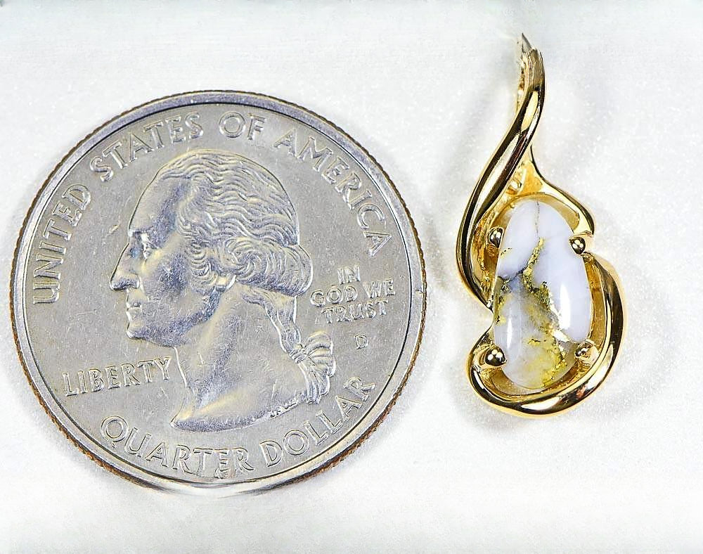 Gold Quartz Pendant "Orocal" PN784SQX Genuine Hand Crafted Jewelry - 14K Gold Yellow Gold Casting