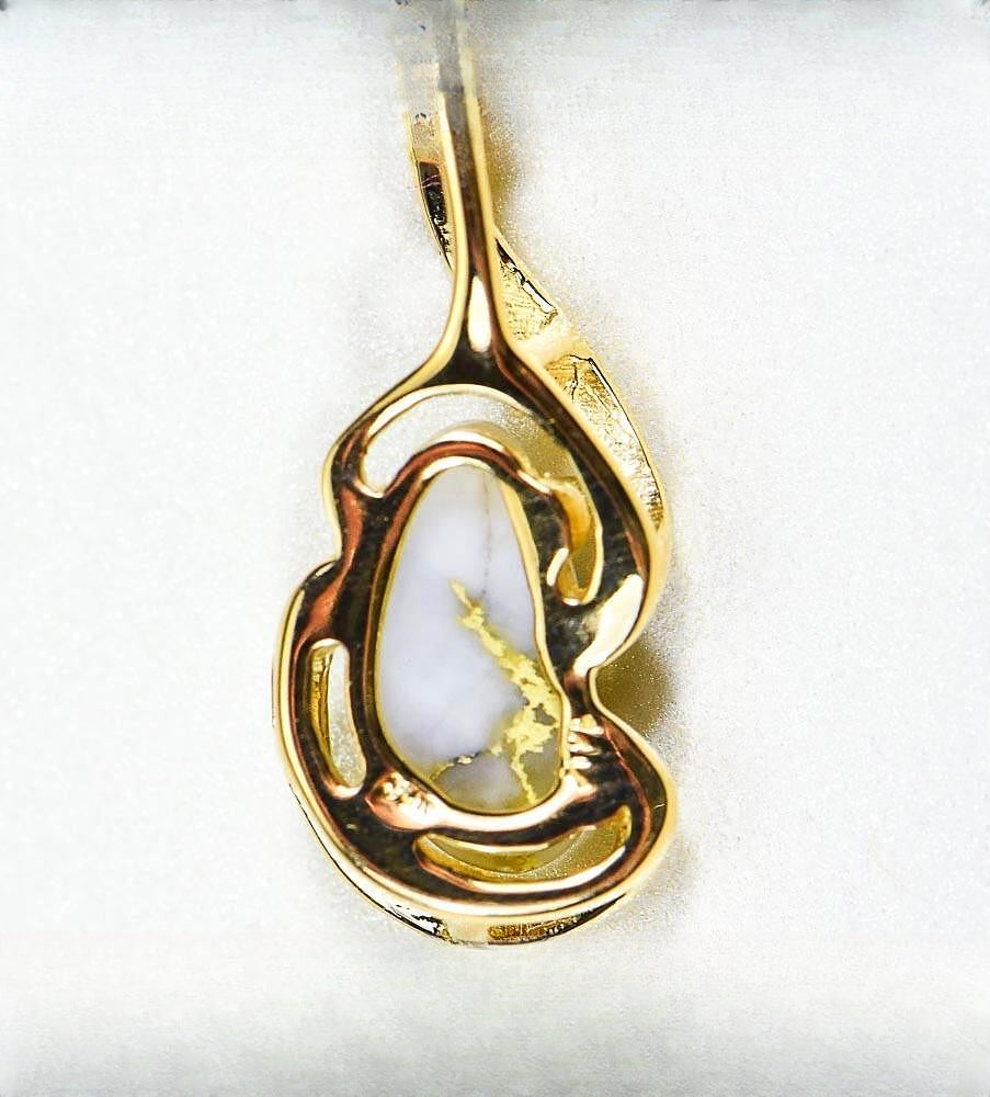 Gold Quartz Pendant "Orocal" PN784SQX Genuine Hand Crafted Jewelry - 14K Gold Yellow Gold Casting