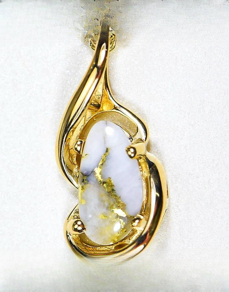 Gold Quartz Pendant "Orocal" PN784SQX Genuine Hand Crafted Jewelry - 14K Gold Yellow Gold Casting