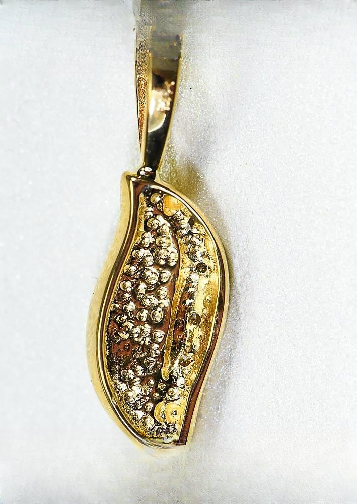 Gold Quartz Pendant "Orocal" PN806DQX Genuine Hand Crafted Jewelry - 14K Gold Yellow Gold Casting