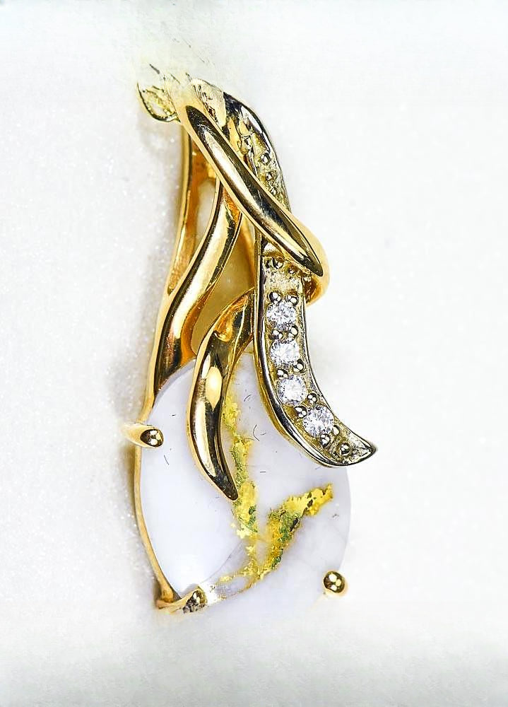 Gold Quartz Pendant "Orocal" PN820DQX Genuine Hand Crafted Jewelry - 14K Gold Yellow Gold Casting