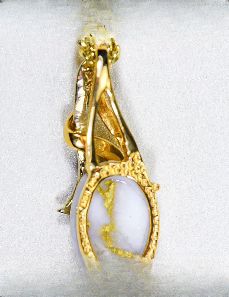 Gold Quartz Pendant "Orocal" PN820DQX Genuine Hand Crafted Jewelry - 14K Gold Yellow Gold Casting