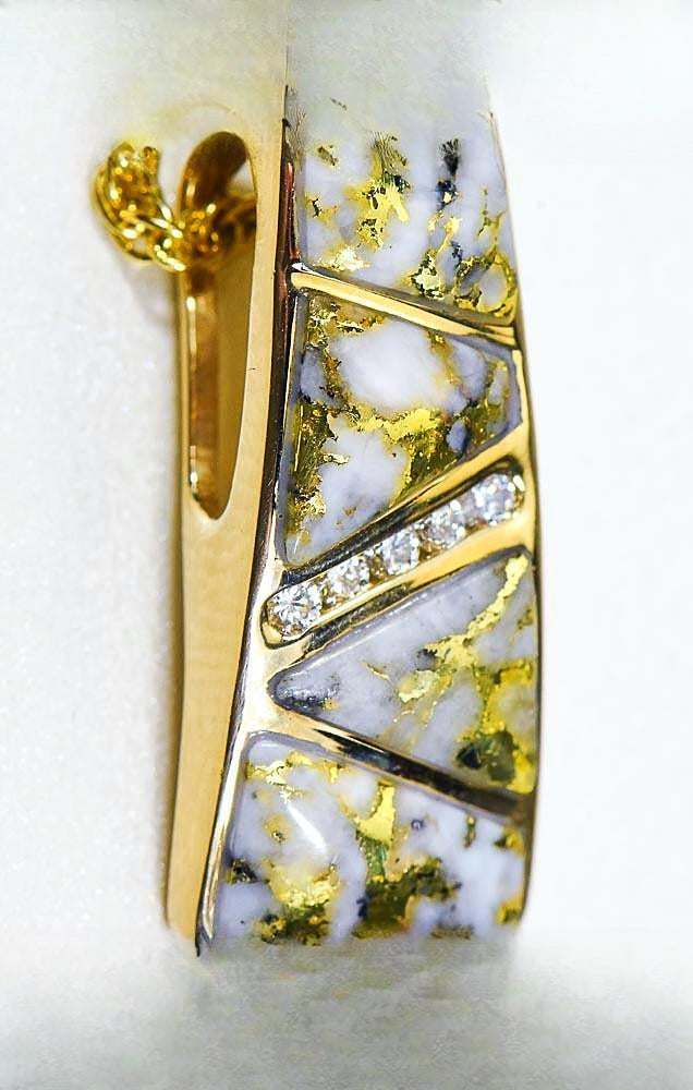 Gold Quartz Pendant "Orocal" PN798DQX Genuine Hand Crafted Jewelry - 14K Gold Yellow Gold Casting