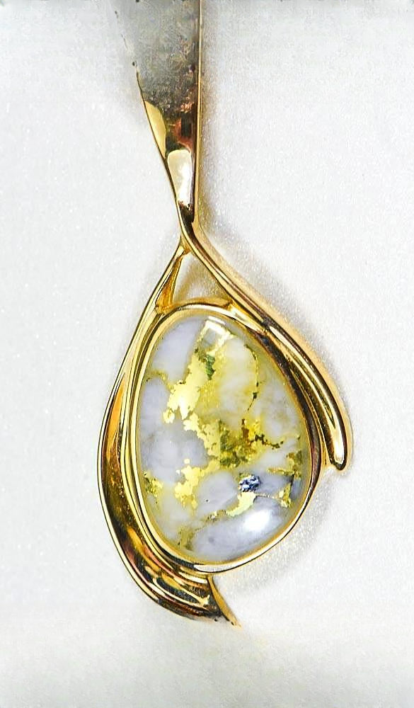 Gold Quartz Pendant "Orocal" PN1117Q Genuine Hand Crafted Jewelry - 14K Gold Yellow Gold Casting