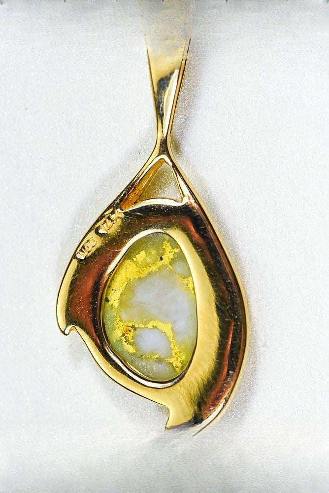Gold Quartz Pendant "Orocal" PN1117Q Genuine Hand Crafted Jewelry - 14K Gold Yellow Gold Casting