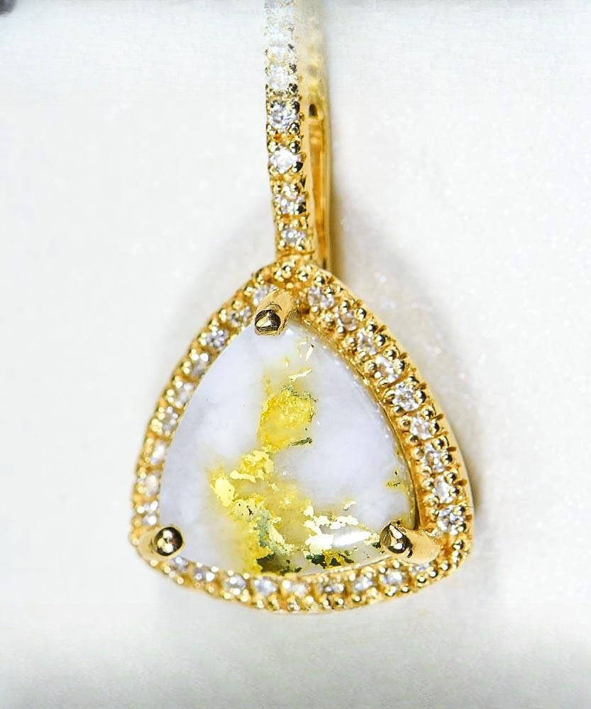 Gold Quartz Pendant "Orocal" PN1123DQ Genuine Hand Crafted Jewelry - 14K Gold Yellow Gold Casting