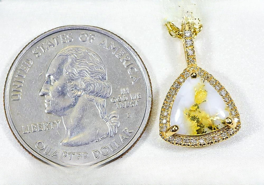 Gold Quartz Pendant "Orocal" PN1123DQ Genuine Hand Crafted Jewelry - 14K Gold Yellow Gold Casting