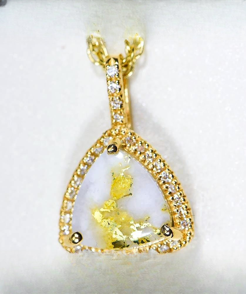 Gold Quartz Pendant "Orocal" PN1123DQ Genuine Hand Crafted Jewelry - 14K Gold Yellow Gold Casting