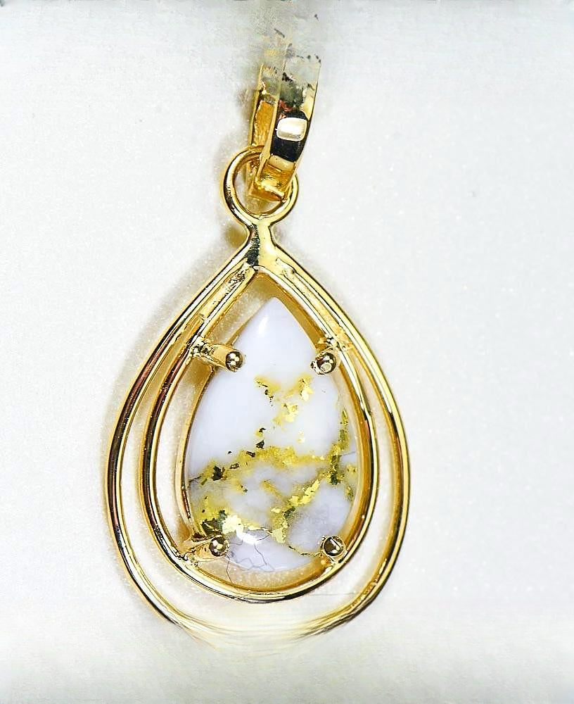 Gold Quartz Pendant "Orocal" PN1076SQ Genuine Hand Crafted Jewelry - 14K Gold Yellow Gold Casting