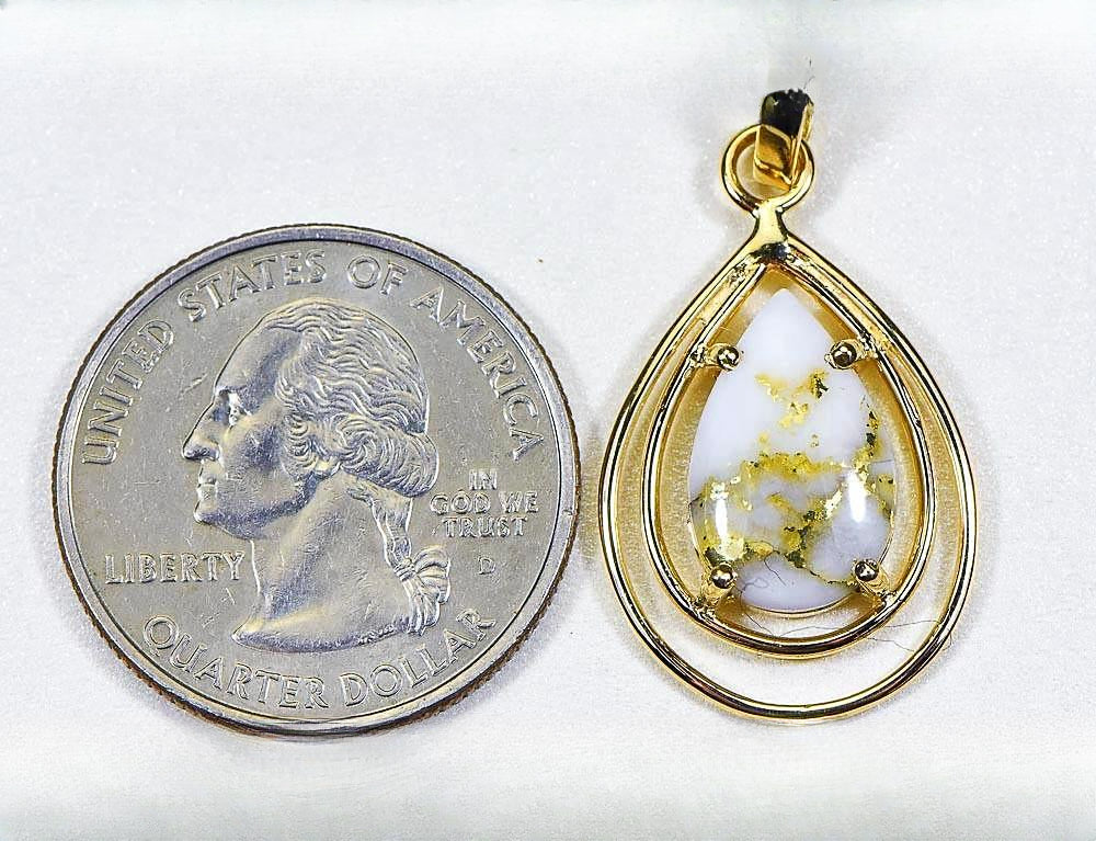 Gold Quartz Pendant "Orocal" PN1076SQ Genuine Hand Crafted Jewelry - 14K Gold Yellow Gold Casting