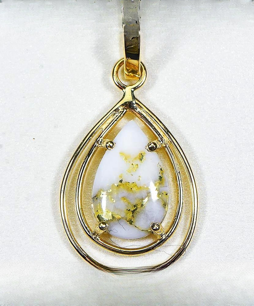 Gold Quartz Pendant "Orocal" PN1076SQ Genuine Hand Crafted Jewelry - 14K Gold Yellow Gold Casting