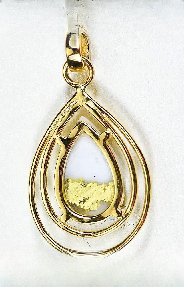 Gold Quartz Pendant "Orocal" PN1076SQ Genuine Hand Crafted Jewelry - 14K Gold Yellow Gold Casting
