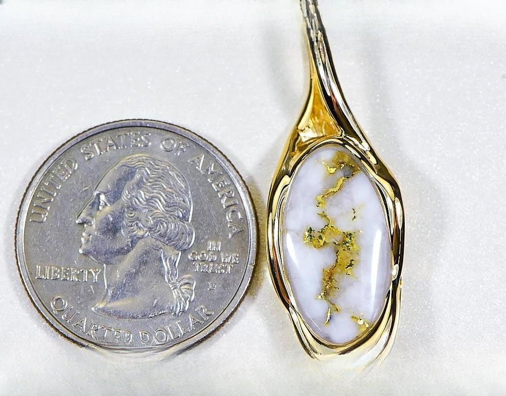 Gold Quartz Pendant "Orocal" PN790QX Genuine Hand Crafted Jewelry - 14K Gold Yellow Gold Casting