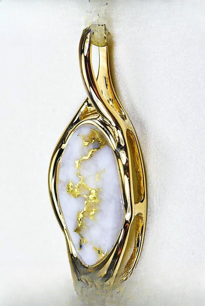 Gold Quartz Pendant "Orocal" PN790QX Genuine Hand Crafted Jewelry - 14K Gold Yellow Gold Casting