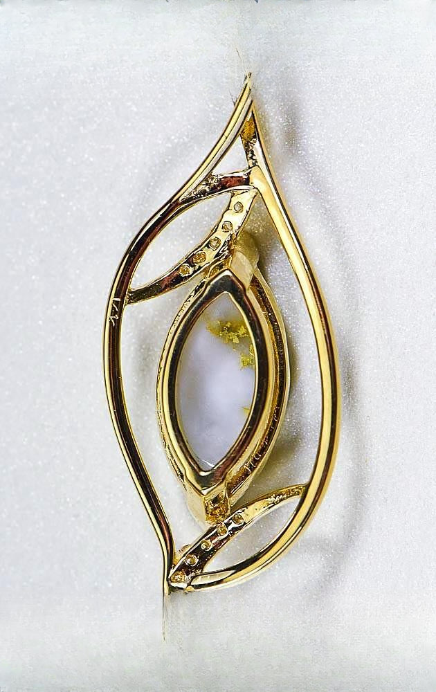 Gold Quartz Pendant "Orocal" PN1127DQ Genuine Hand Crafted Jewelry - 14K Gold Yellow Gold Casting
