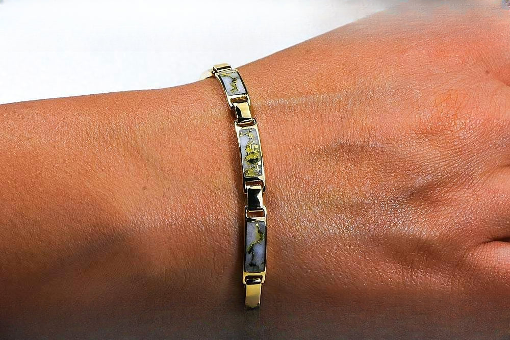 Gold Quartz Bracelet "Orocal" B5.5MM7LQ Genuine Hand Crafted Jewelry - 14K Gold Casting