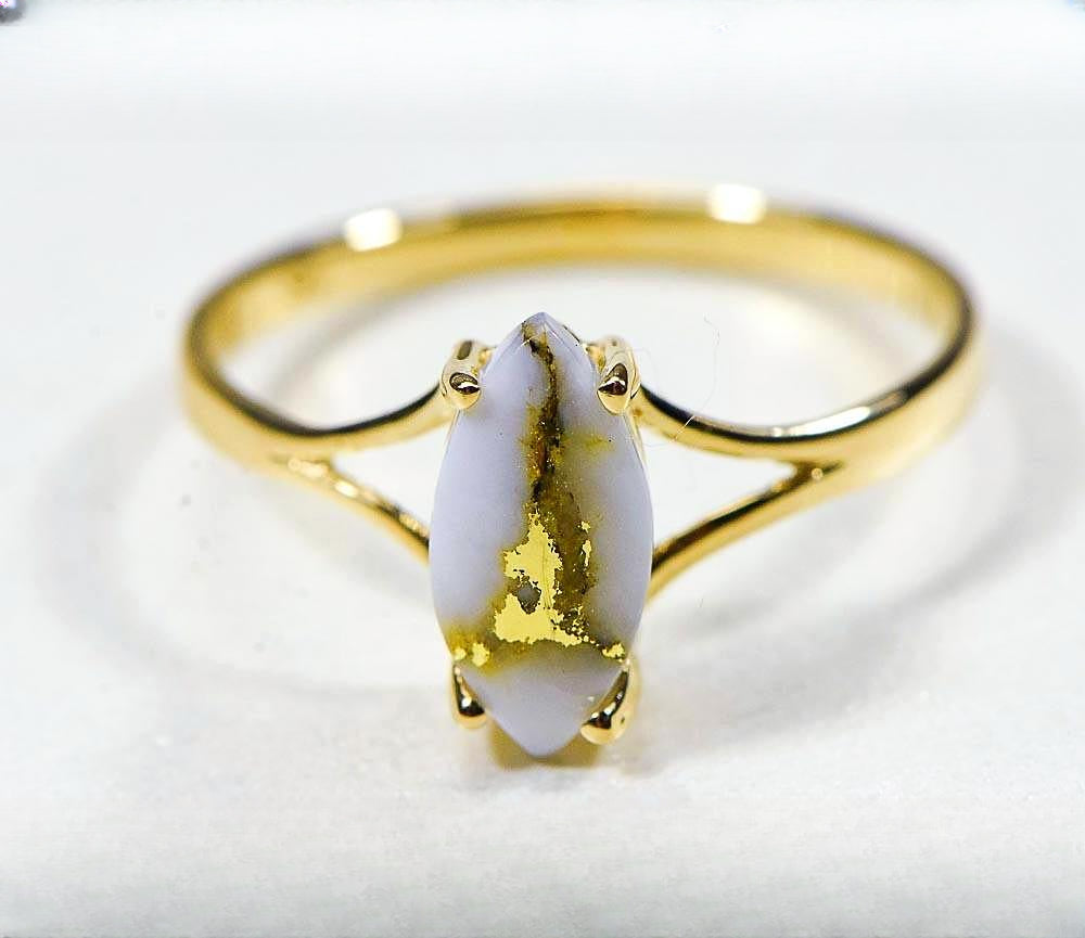 Gold Quartz Women's Ring "Orocal" RL645Q Genuine Hand Crafted Jewelry - 14K Gold Casting