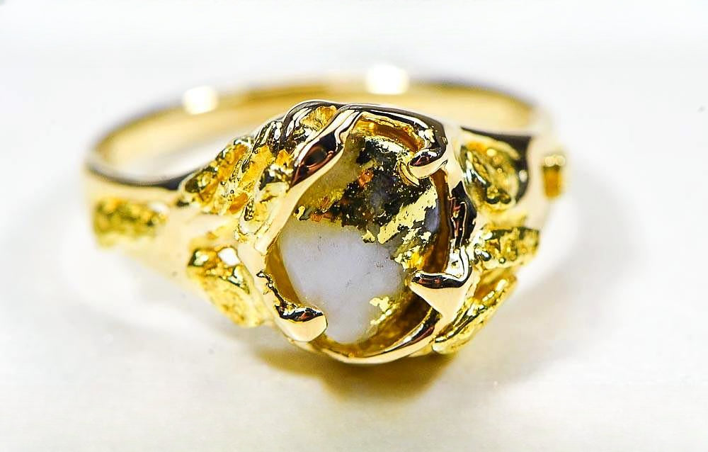 Gold Quartz Women's Ring "Orocal" RL659Q Genuine Hand Crafted Jewelry - 14K Gold Casting