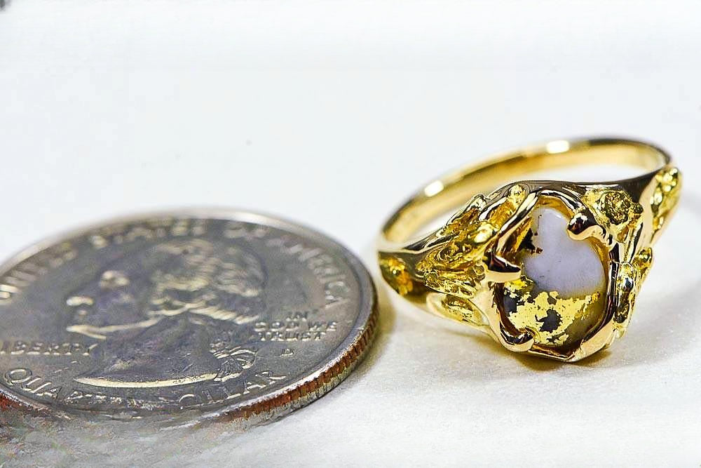 Gold Quartz Women's Ring "Orocal" RL659Q Genuine Hand Crafted Jewelry - 14K Gold Casting