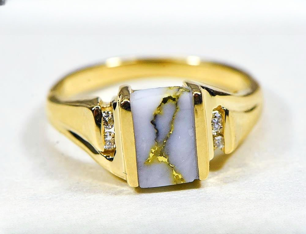 Gold Quartz Women's Ring "Orocal" RL743D6Q Genuine Hand Crafted Jewelry - 14K Gold Casting
