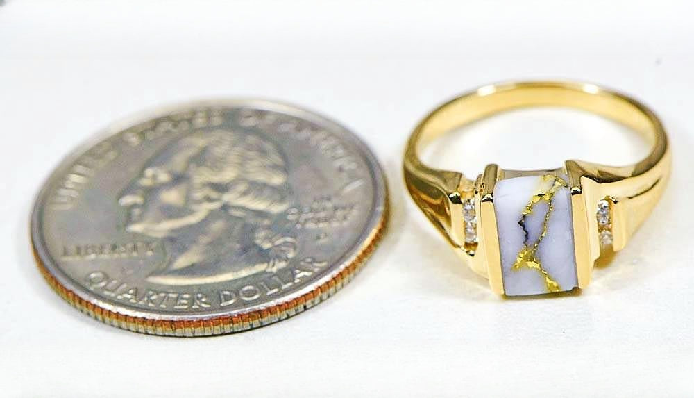 Gold Quartz Women's Ring "Orocal" RL743D6Q Genuine Hand Crafted Jewelry - 14K Gold Casting