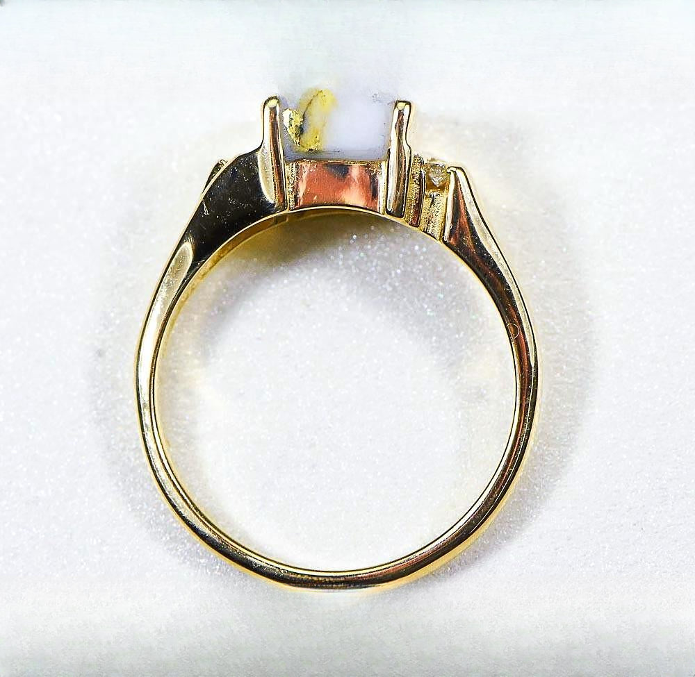 Gold Quartz Women's Ring "Orocal" RL743D6Q Genuine Hand Crafted Jewelry - 14K Gold Casting