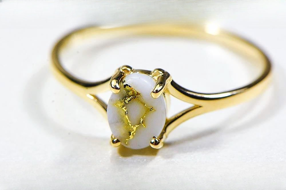 Gold Quartz Women's Ring "Orocal" RL751Q Genuine Hand Crafted Jewelry - 14K Gold Casting