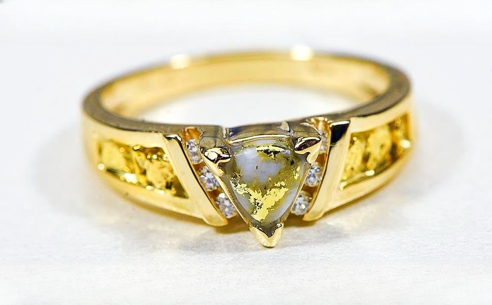 Gold Quartz Women's Ring "Orocal" RL881D12NQ Genuine Hand Crafted Jewelry - 14K Gold Casting