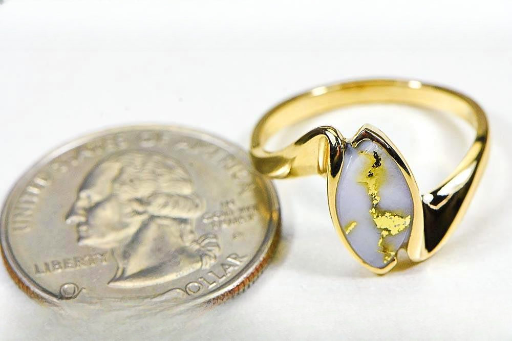 Gold Quartz Women's Ring "Orocal" RL972Q Genuine Hand Crafted Jewelry - 14K Gold Casting