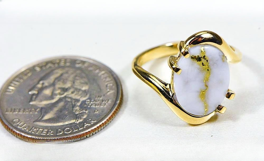 Gold Quartz Women's Ring "Orocal" RL994LQ Genuine Hand Crafted Jewelry - 14K Gold Casting