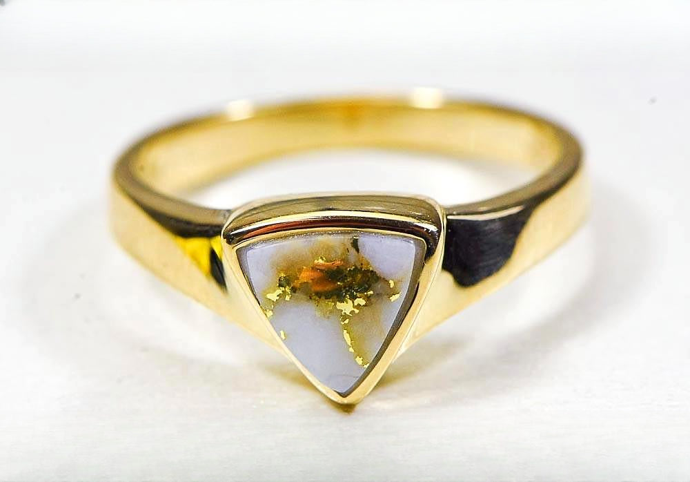 Gold Quartz Women's Ring "Orocal" RLL1326Q Genuine Hand Crafted Jewelry - 14K Gold Casting