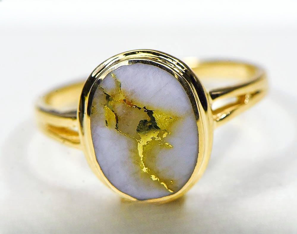Gold Quartz Women's Ring "Orocal" RLL1348Q Genuine Hand Crafted Jewelry - 14K Gold Casting