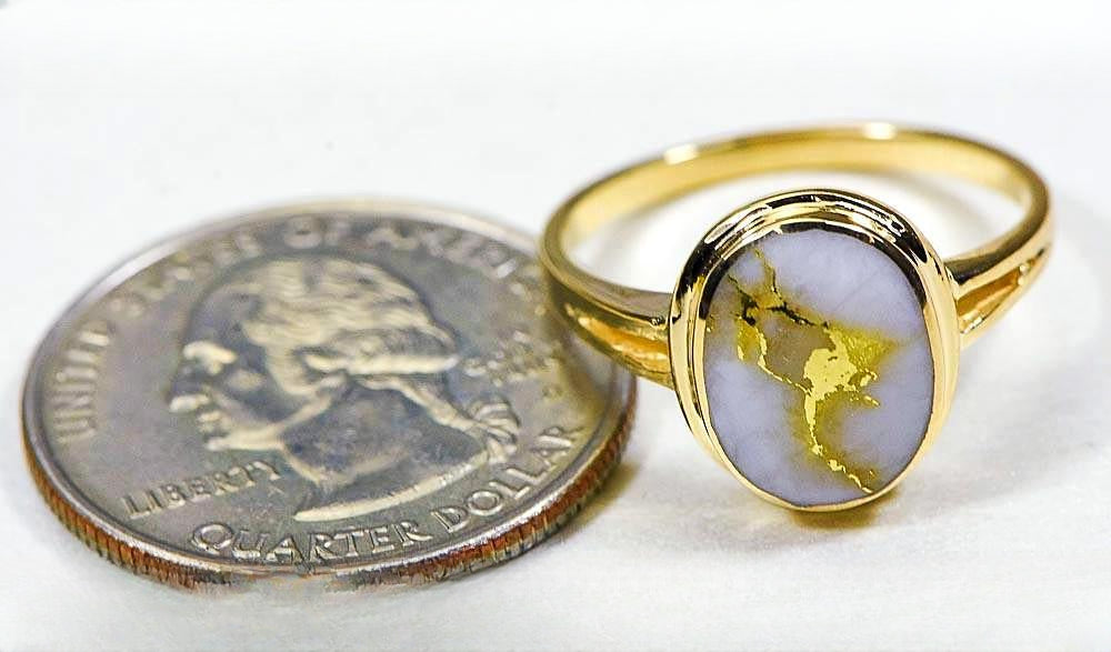 Gold Quartz Women's Ring "Orocal" RLL1348Q Genuine Hand Crafted Jewelry - 14K Gold Casting