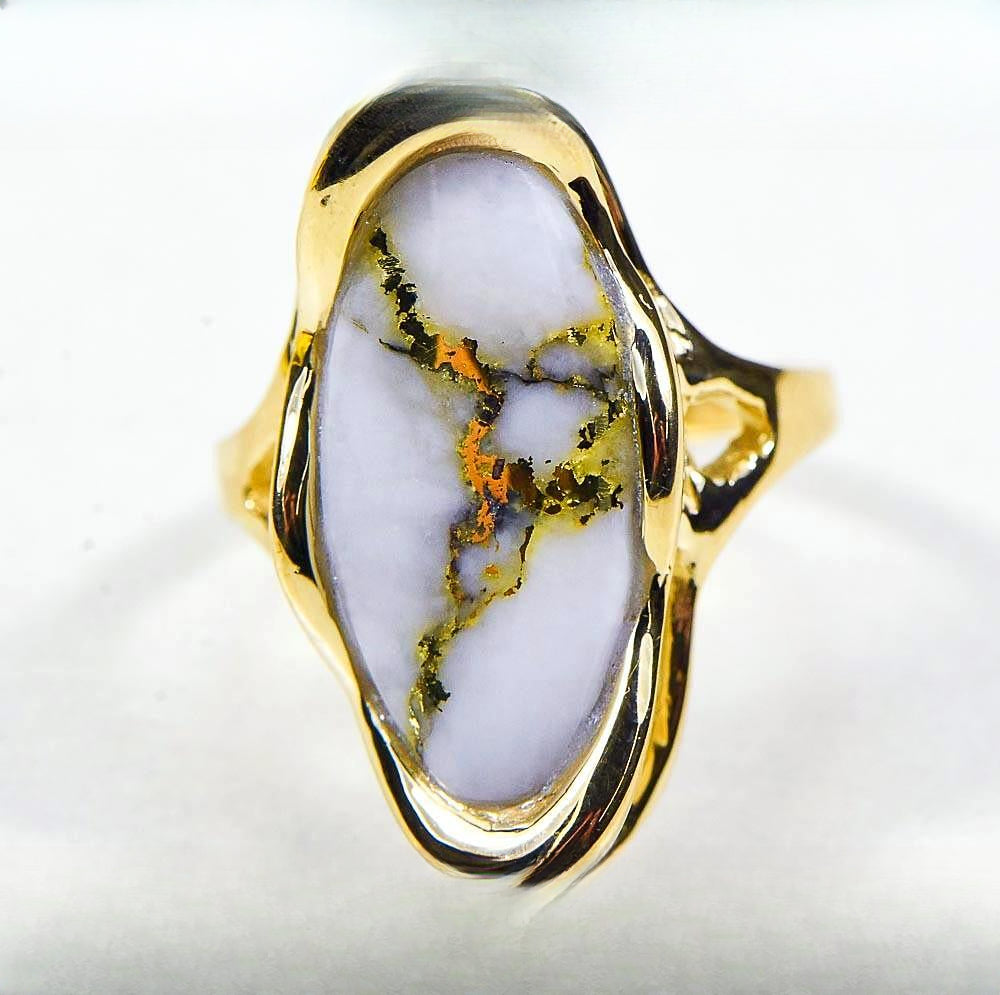 Gold Quartz Women's Ring "Orocal" RLN790Q Genuine Hand Crafted Jewelry - 14K Gold Casting
