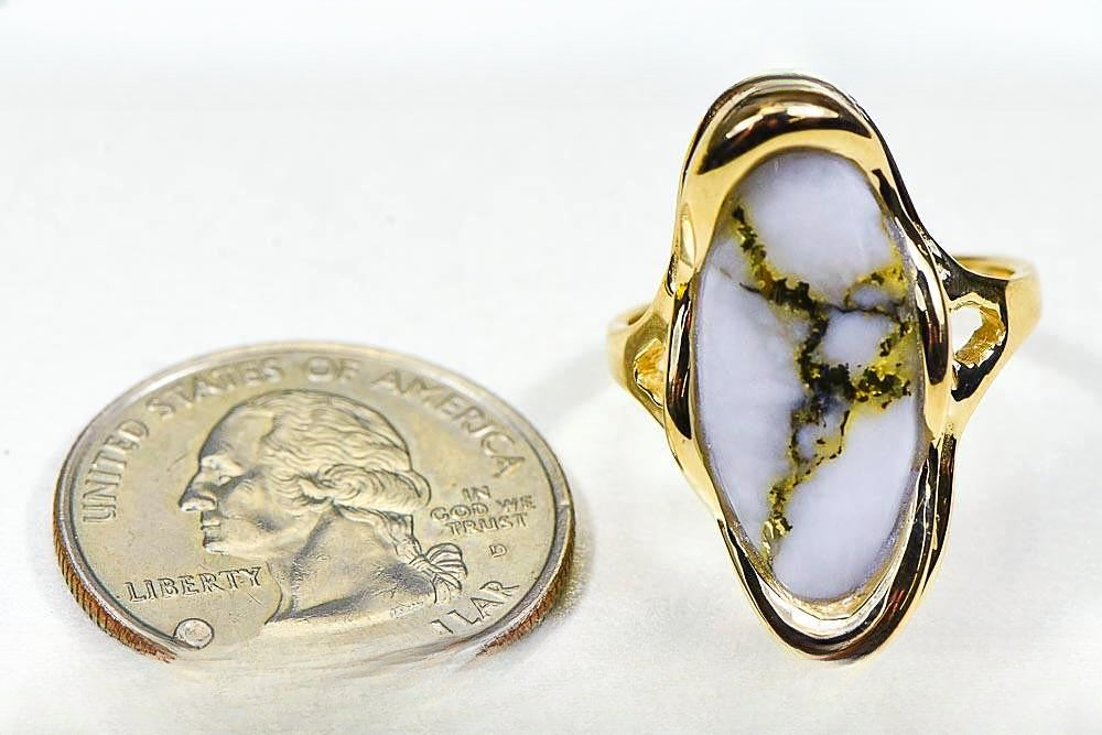 Gold Quartz Women's Ring "Orocal" RLN790Q Genuine Hand Crafted Jewelry - 14K Gold Casting