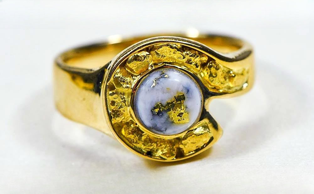 Gold Quartz Women's Ring "Orocal" RLEA5Q Genuine Hand Crafted Jewelry - 14K Gold Casting