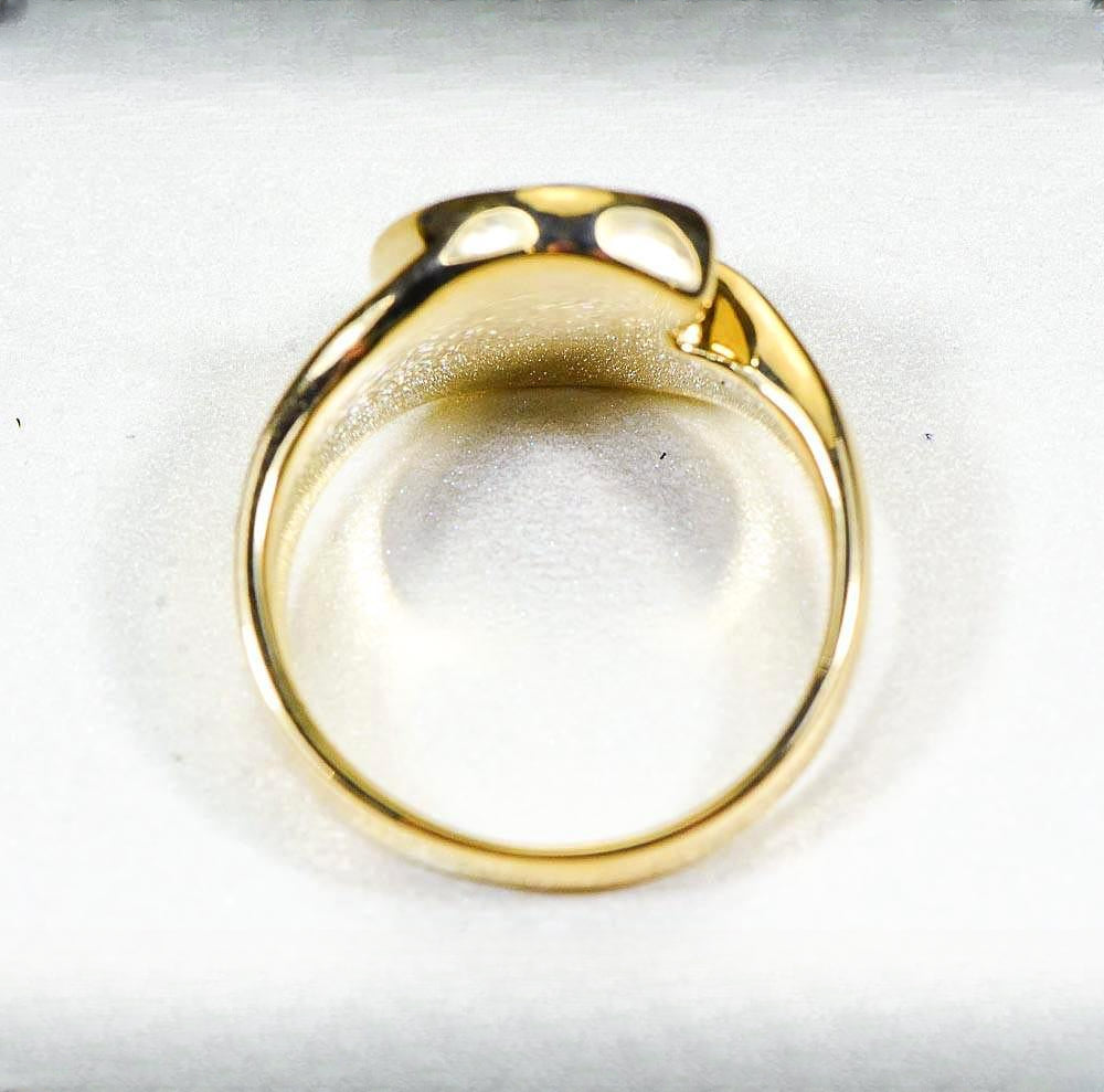 Gold Quartz Women's Ring "Orocal" RLEA5Q Genuine Hand Crafted Jewelry - 14K Gold Casting