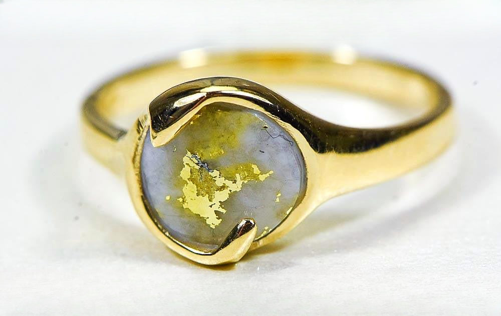 Gold Quartz Women's Ring "Orocal" RL650Q Genuine Hand Crafted Jewelry - 14K Gold Casting