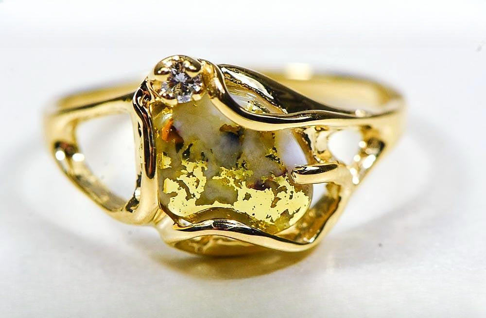 Gold Quartz Women's Ring "Orocal" RL1079DQ Genuine Hand Crafted Jewelry - 14K Gold Casting