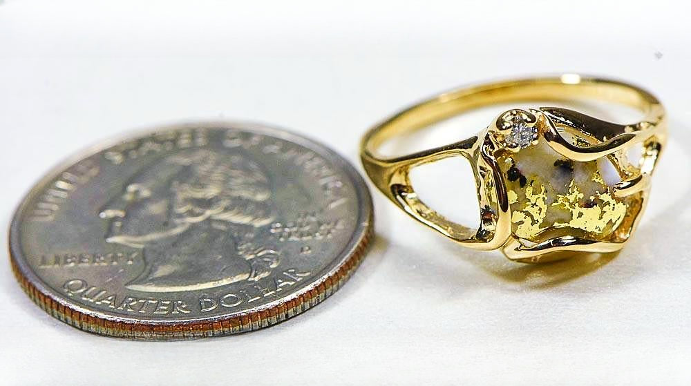 Gold Quartz Women's Ring "Orocal" RL1079DQ Genuine Hand Crafted Jewelry - 14K Gold Casting