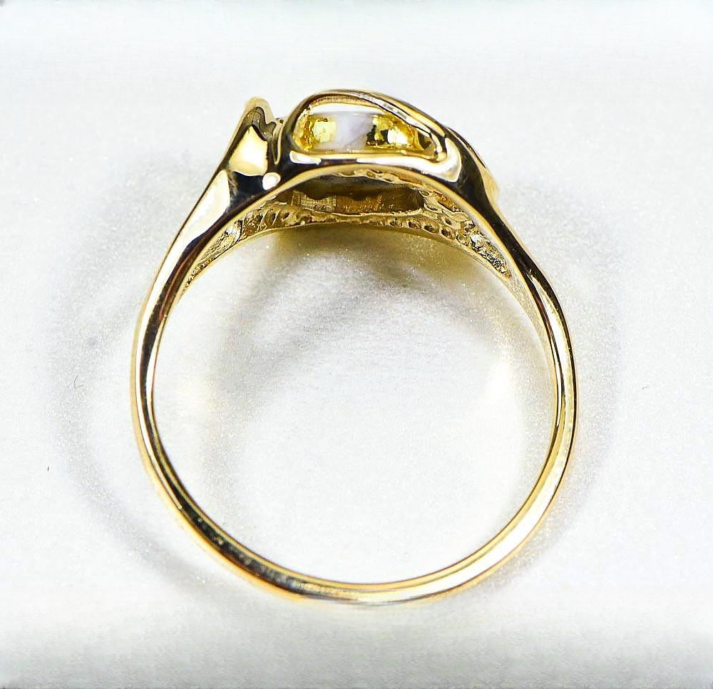 Gold Quartz Women's Ring "Orocal" RL1079DQ Genuine Hand Crafted Jewelry - 14K Gold Casting