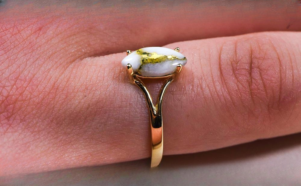 Gold Quartz Women's Ring "Orocal" RL645Q Genuine Hand Crafted Jewelry - 14K Gold Casting