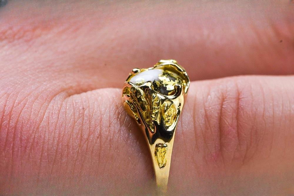 Gold Quartz Women's Ring "Orocal" RL659Q Genuine Hand Crafted Jewelry - 14K Gold Casting