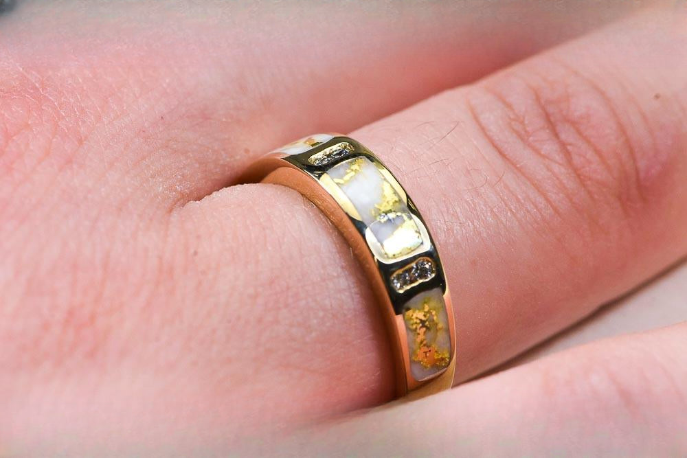 Gold Quartz Women's Ring "Orocal" RL733D8Q Genuine Hand Crafted Jewelry - 14K Gold Casting