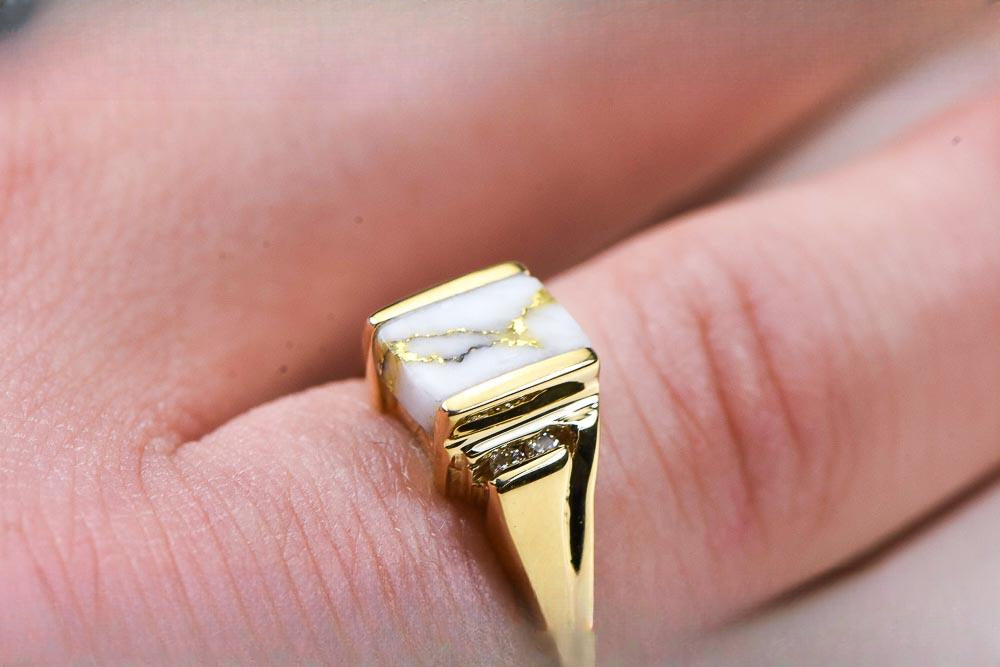 Gold Quartz Women's Ring "Orocal" RL743D6Q Genuine Hand Crafted Jewelry - 14K Gold Casting