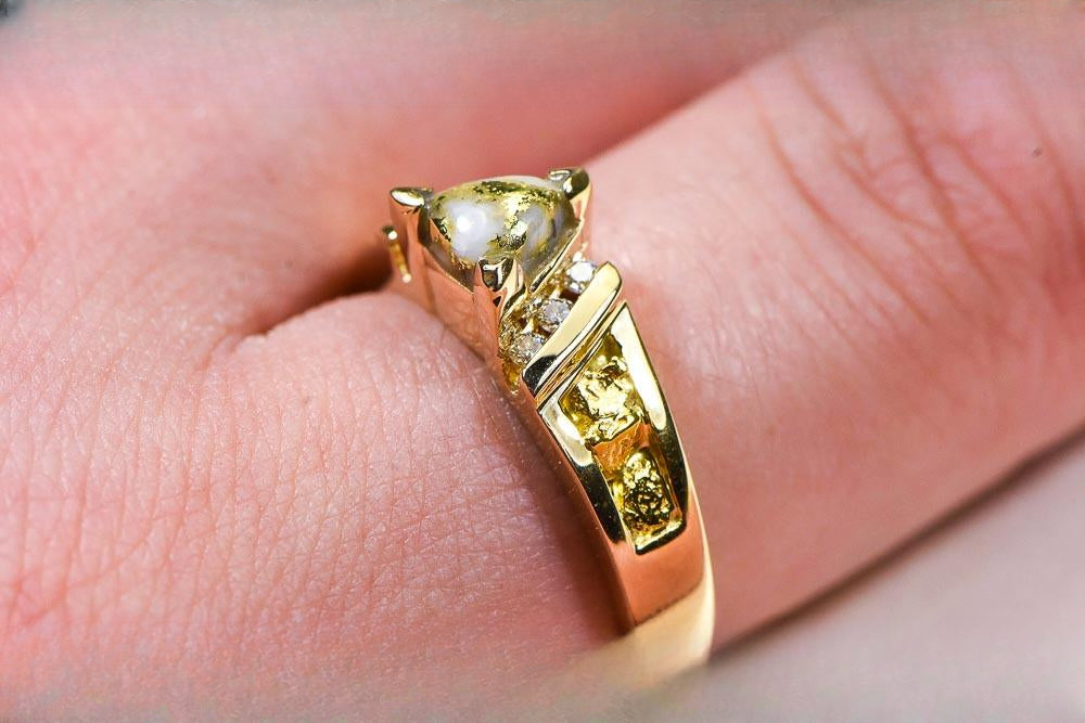 Gold Quartz Women's Ring "Orocal" RL881D12NQ Genuine Hand Crafted Jewelry - 14K Gold Casting